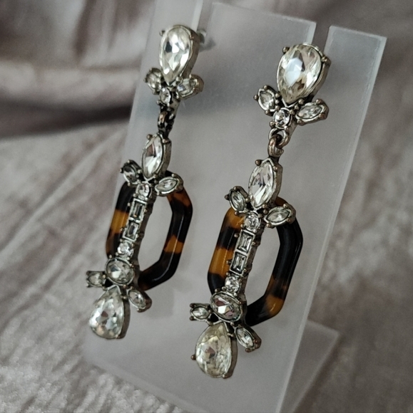 J. Crew Signed Lucite Faux Encrusted Teardrop Dramatic Statement Necklace EUC - Picture 14 of 14